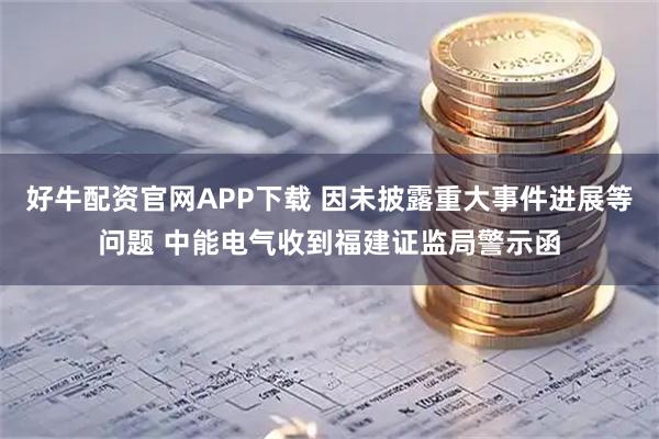 好牛配资官网APP下载 因未披露重大事件进展等问题 中能电气收到福建证监局警示函